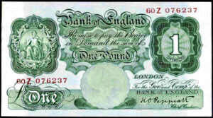 Bank of England, K. O. Peppiatt, 1 Pound, (1934), 60Z last series (EPM B238), NEF
