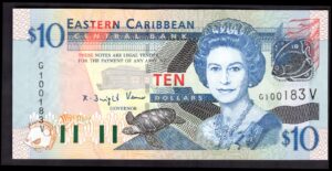 St Vincent: ECC Bank. Ten dollars, (2003), G100183V, (Pick 43v).  UNC.