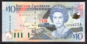 Antigua: ECC Bank, Ten Dollars, (2000), D274623A, AU-UNC.