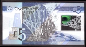 Clydesdale Bank; Five pounds, 13-2-2015, first series, low number, FB/1 000250, (Pick 229n), UNC. - Image 2