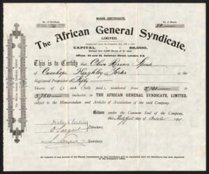 South Africa: African General Syndicate Ltd., £1 shares, 1901, GVF