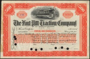 U.S.A.: Pennsylvania: Fort Pitt Traction Co., 500 shares of $50, 1895