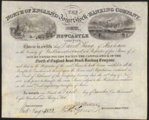 North of England Joint Stock Banking Co., Newcastle-upon-Tyne, £100 shares, 1832