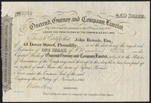 Overend, Gurney and Company Ltd., £50 share, 1865