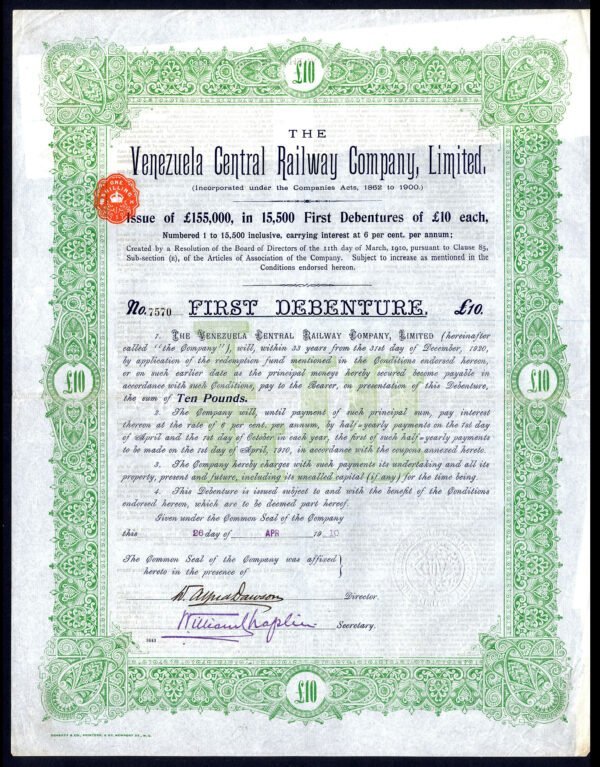 Venezuela Central Railway 1910