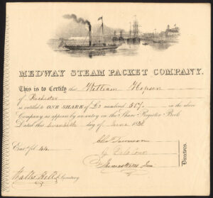 Kent Shipping Company, £50 share, 1839 attractive and scarce early piece, on vellum
