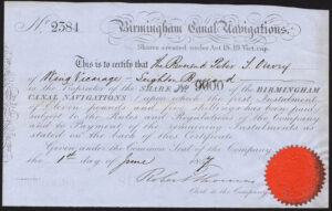 Birmingham Canal Navigations, one share, 1857 - Image 1