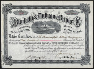 USA: Dunleith & Dubuque Bridge Co., $100 shares, 1895