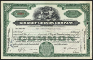 USA: Grigsby-Grunow Co., certificate for 'less than 100 shares', 1932