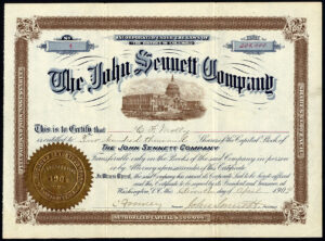 USA: John Sennett Co., $1 shares capital stock, 1904