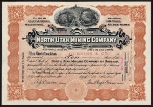 U.S.A.: North Utah Mining Company of Bingham, $5 shares, 1906