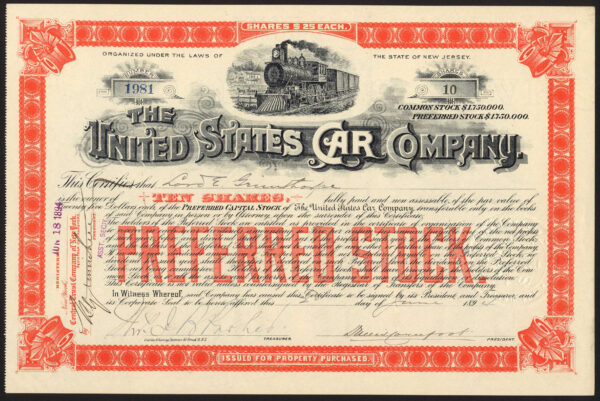 United States Car Co preferrred