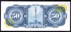 Mexico: El Banco De Mexico. 50 pesos. 8-11-1961. Series WB P9563777. (Pick 49n). AU-UNC. - Image 2