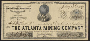 USA: Atlanta Mining Co., $100 shares, 1879