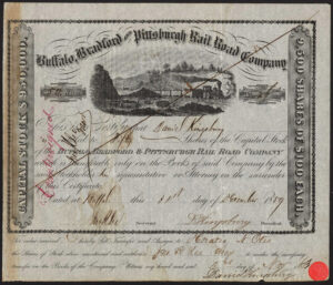 USA: Buffalo, Bradford and Pittsburgh Rail Road Co., $100 shares, 1859 - Image 1