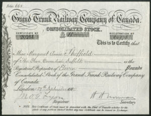 Canada: Grand Trunk Railway Co. of Canada, Consolidated stock, 1910-1920