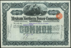 Mexico, Mexican Northern Power Co. Ltd., less than100 shares common stock, 1911