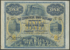 Scotland, Commercial Bank Of Scotland, 1 pound, 3-1-1916, 20/H 41/354. NVF.