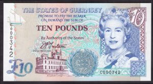 Guernsey, States Issue, 10 pounds, (1995), C000342. (Pick 57a). AU-UNC.