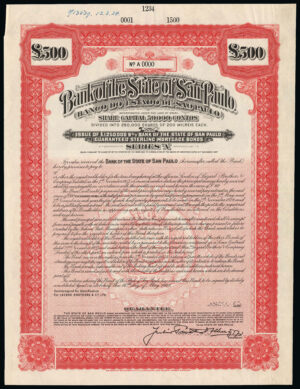 Brazil: Bank of the State of San Paulo, 6% Guaranteed Sterling Mortgage Bonds, series A, 1928 - Image 1
