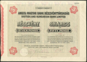 Hungary: British and Hungarian Bank Ltd., 5 shares, 1926
