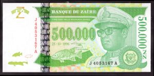 Zaire, Banque Du Zaire, 500,000 zaires, 25-10-1996 (Pick 78a), AUNC.