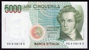 Italy, Banca D'Italia, 5,000 lire, 1985, Fazio-Amici, Series PD---S (Pick 111c), AUNC