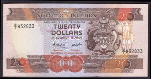 Solomon Islands; Central Bank. 20 dollars. Series B/1. (1986). (Pick 16). UNC.