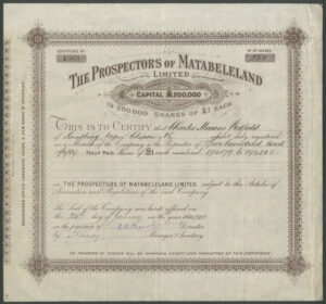 Rhodesia: Prospectors of Matabeleland Ltd., £1 shares, 189[1900] - Image 1