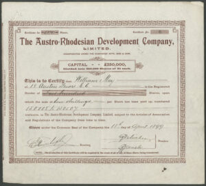 Rhodesia: Austro-Rhodesian Development Co. Ltd., £1 shares, 1899
