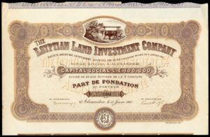 Egyptian Land Investment Company, founders share, Alexandria 1905, with coupons - Image 1