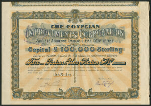 Egypt: Egyptian Improvements Corporation S.A., 1 share of £4, 1906