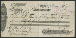 Australia: bill of exchange, Sydney 1880, to Captain McGee of the S.S. Wellington, in Dunedin, New Zealand - Image 1