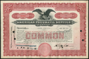 USA: American Pneumatic Service Co., <100 common shares, 1933