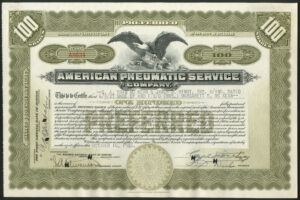 USA: American Pneumatic Service Co., 100 preferred shares, 1940