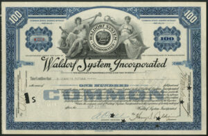 USA: Waldorf System Incorporated, 100 shares, 1925
