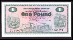 Ireland, Northern Bank Limited, 1 pound, 1 July 1970 (Pick 187a), UNC.
