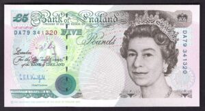 Kentfield; Bank of England. 5 pounds. (1993). Series. DA79. (Duggleby; B364). AU-UNC.