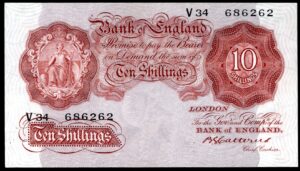Bank of England, Catterns, 10 shillings, (1930), first series, V34, EF