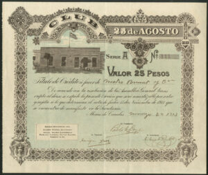 Uruguay: Club 25 de Agosto, 25 peso share, 1913