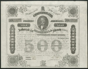 Confederate States of America, Act of February 20th 1863, 8% coupon bond redeemable July 1st 1868