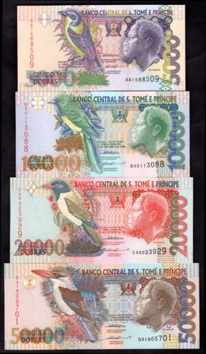 St Thomas & Prince, Banco Central, 4 notes, 1996 (WPM 65b, 66a, 67a & 68)