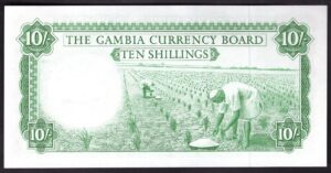Gambia, Currency Board, 10 shillings, (1965), B635842 (WPM 1a). UNC. - Image 2