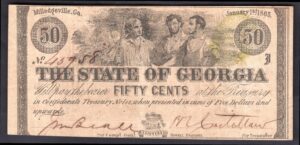 U.S.A. - Georgia, State of Georgia, 50 cents, 1st Jan. 1863, letter J (Pick S862a), VF