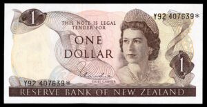 New Zealand, Reserve Bank, $1, (1977), replacement, Y92 407639* (WPM 163dr). VF-EF.