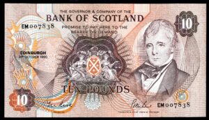 Scotland, Bank of Scotland, £10, 31-10-1990 (PMS BA116d). UNC.