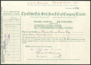 Ebbw Vale Steel, Iron & Coal Company Ltd., £1 'A' 8% preference shares, 1933