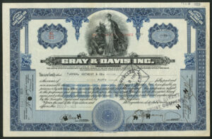 USA: Gray & Davis Inc., common shares, 1923