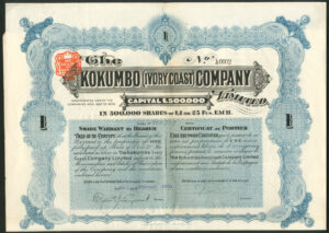 French West Africa: Kokumbo (Ivory Coast) Company Ltd., 1 share of £1, 1903