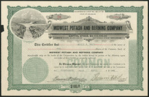 USA: Midwest Potash and Refining Co. (DE), common stock, 1920